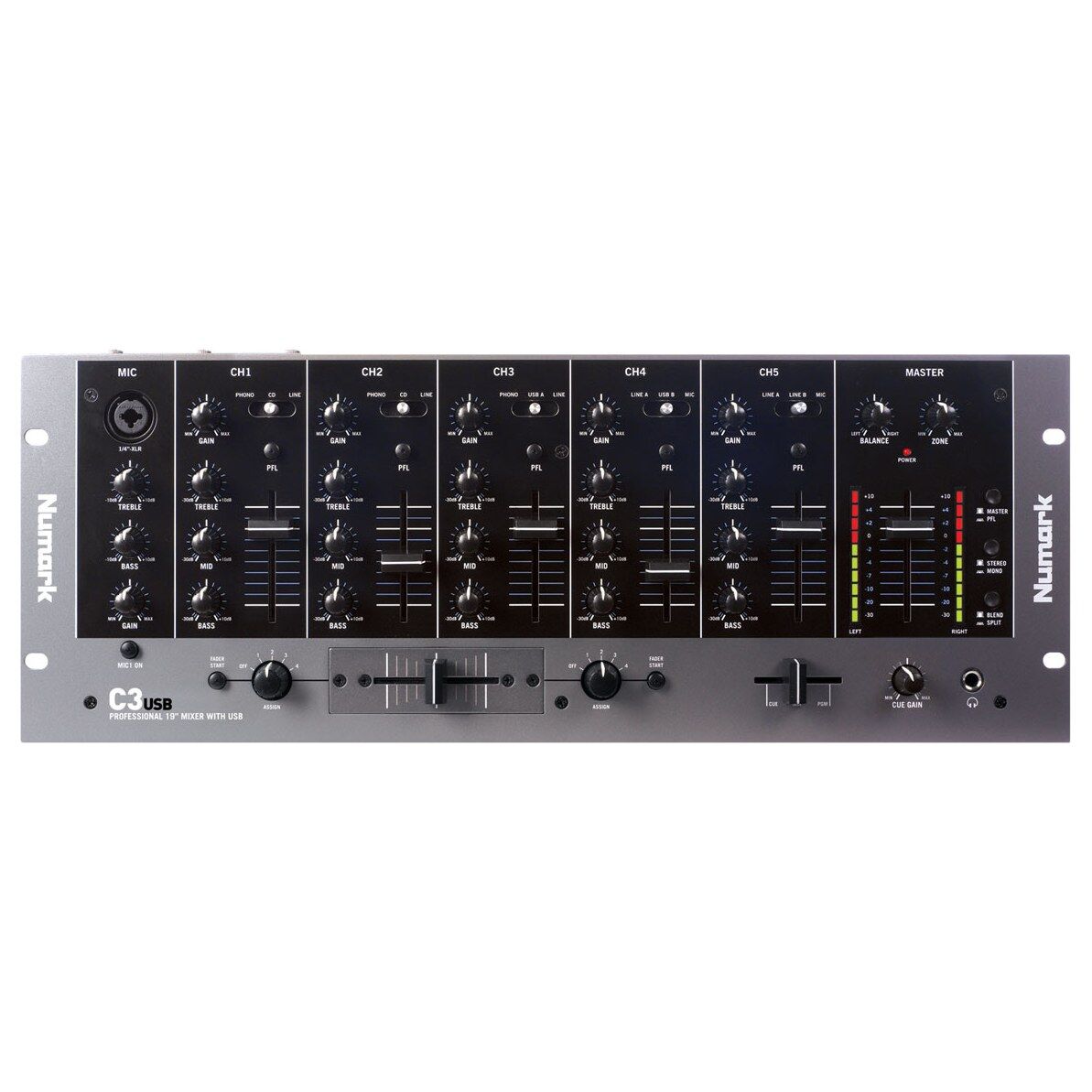 C3USB 5 Kanal USB Giriş/Çıkışlı Rack DJ Mikseri