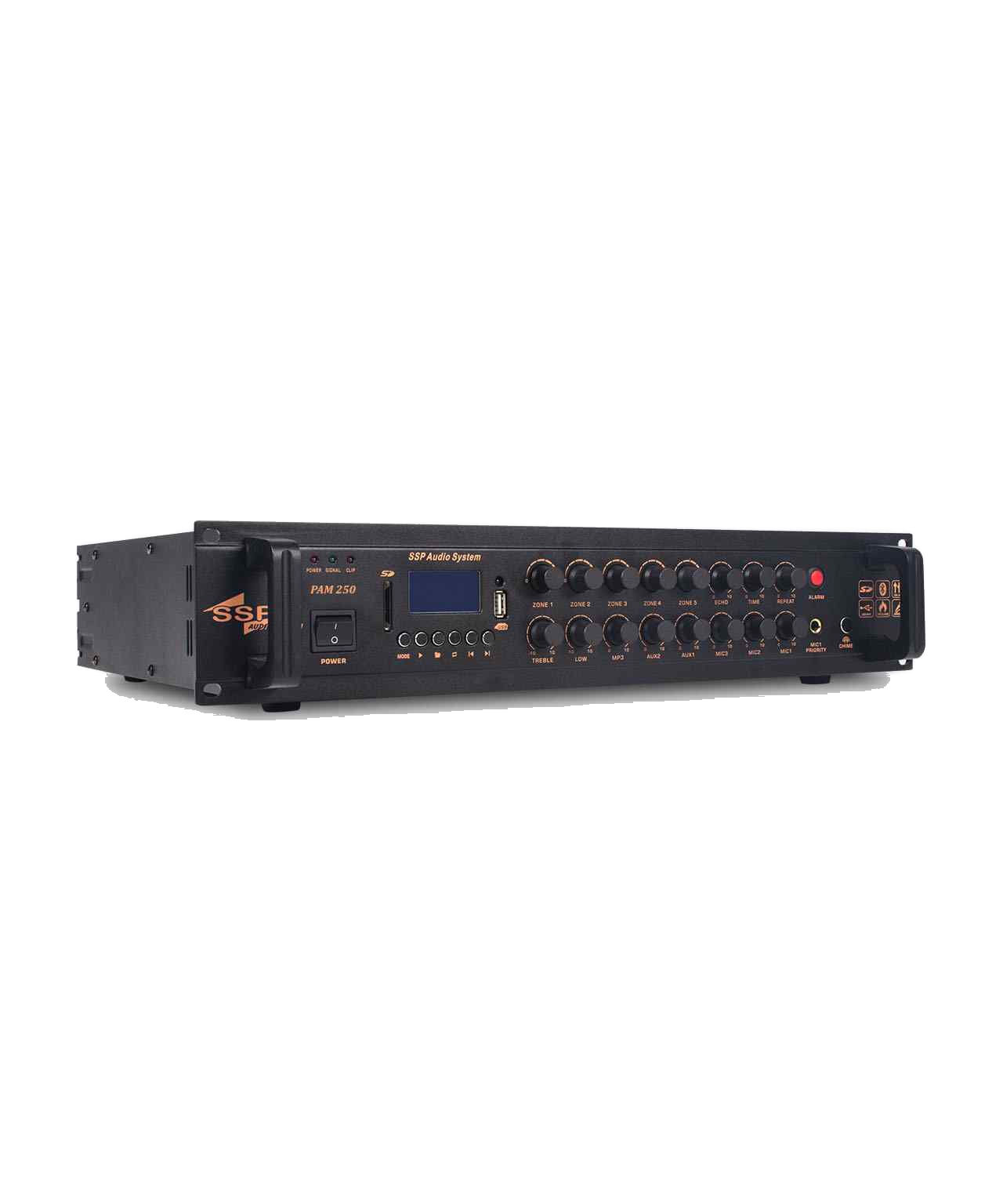 PAM 250 250 Watt 5 Bölgeli 100V Anons Amfisi USB Bluetooth FM