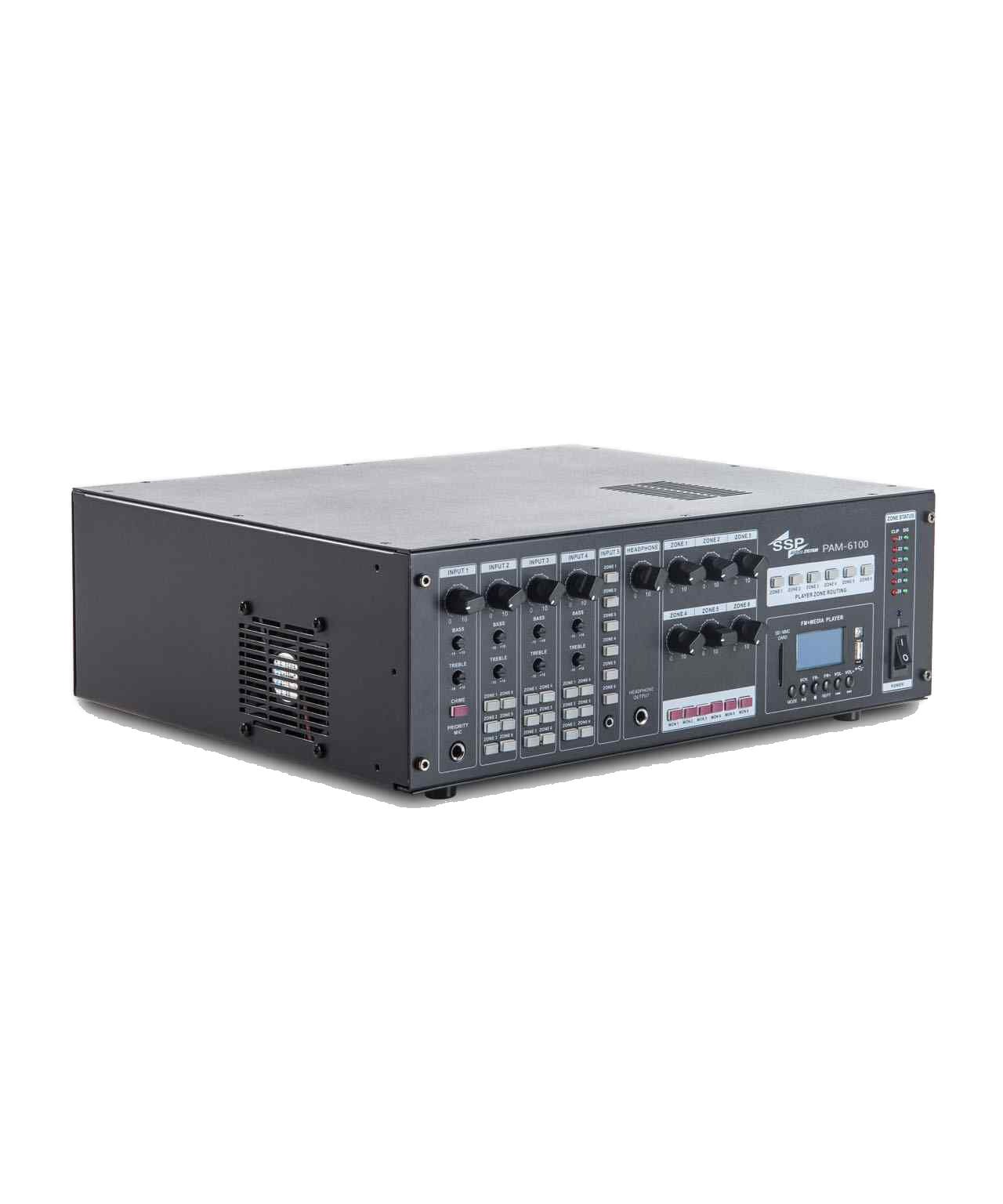 PAM 6100 6x100 Watt 6 Bölgeli 100V BGM Matris Amfi