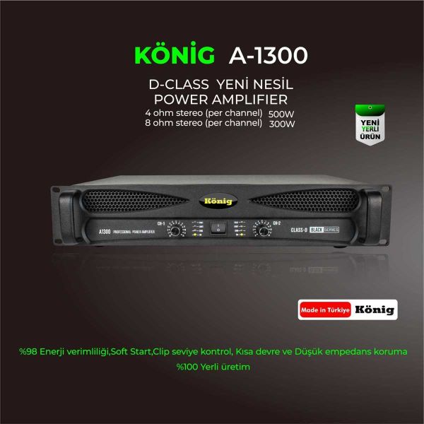 A1300 BLACK 2x500 Watt Power Amfi
