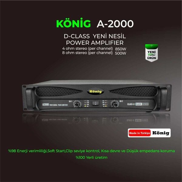A2000 Black 2x850 Watt Power Amfi