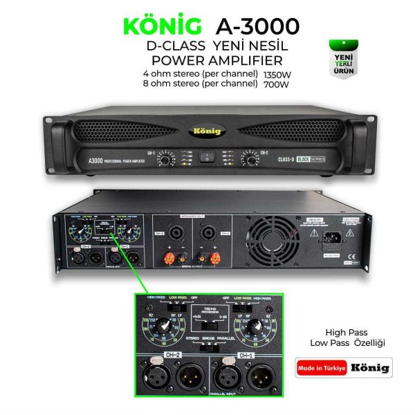 A3000 Black 2x1350 Watt Power Amfi