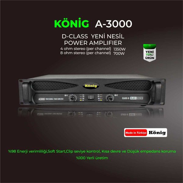 A3000 Black 2x1350 Watt Power Amfi