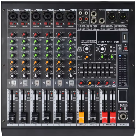 MC-6 6 Mono Mik.Giriş Analog Mikser