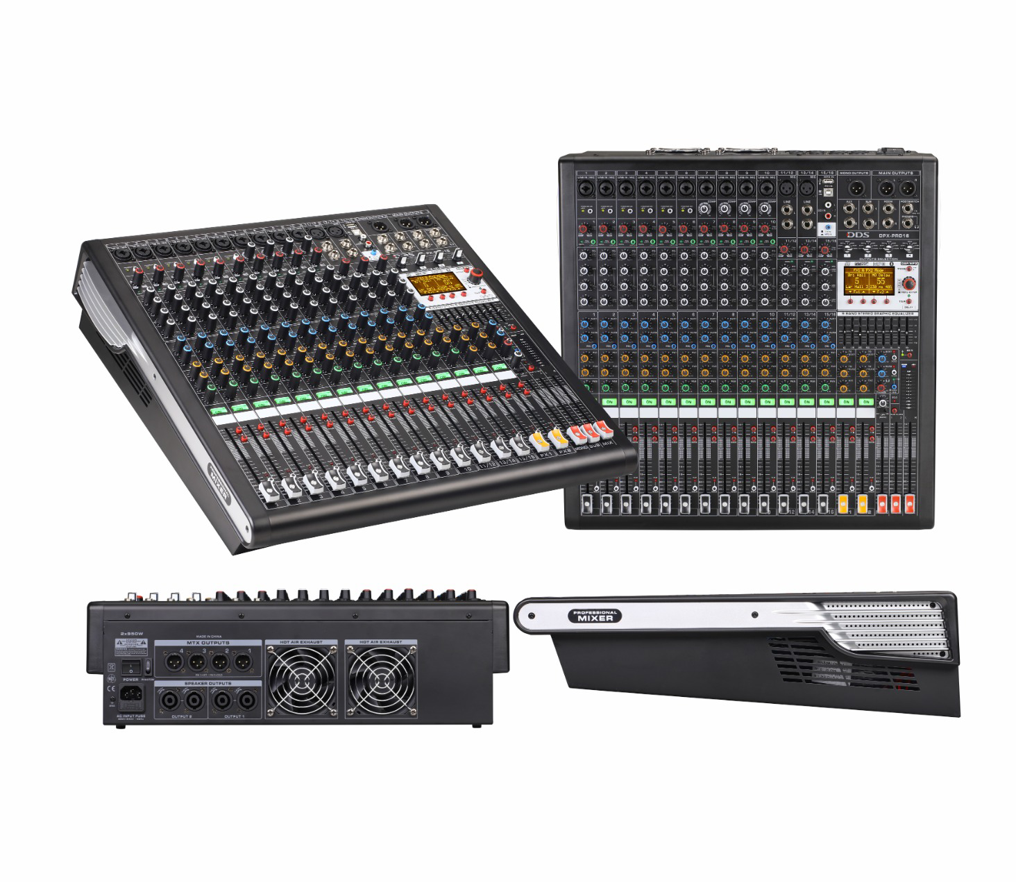 DPX–PRO16 16 Kanal 4x1250 Watt Power Mixer