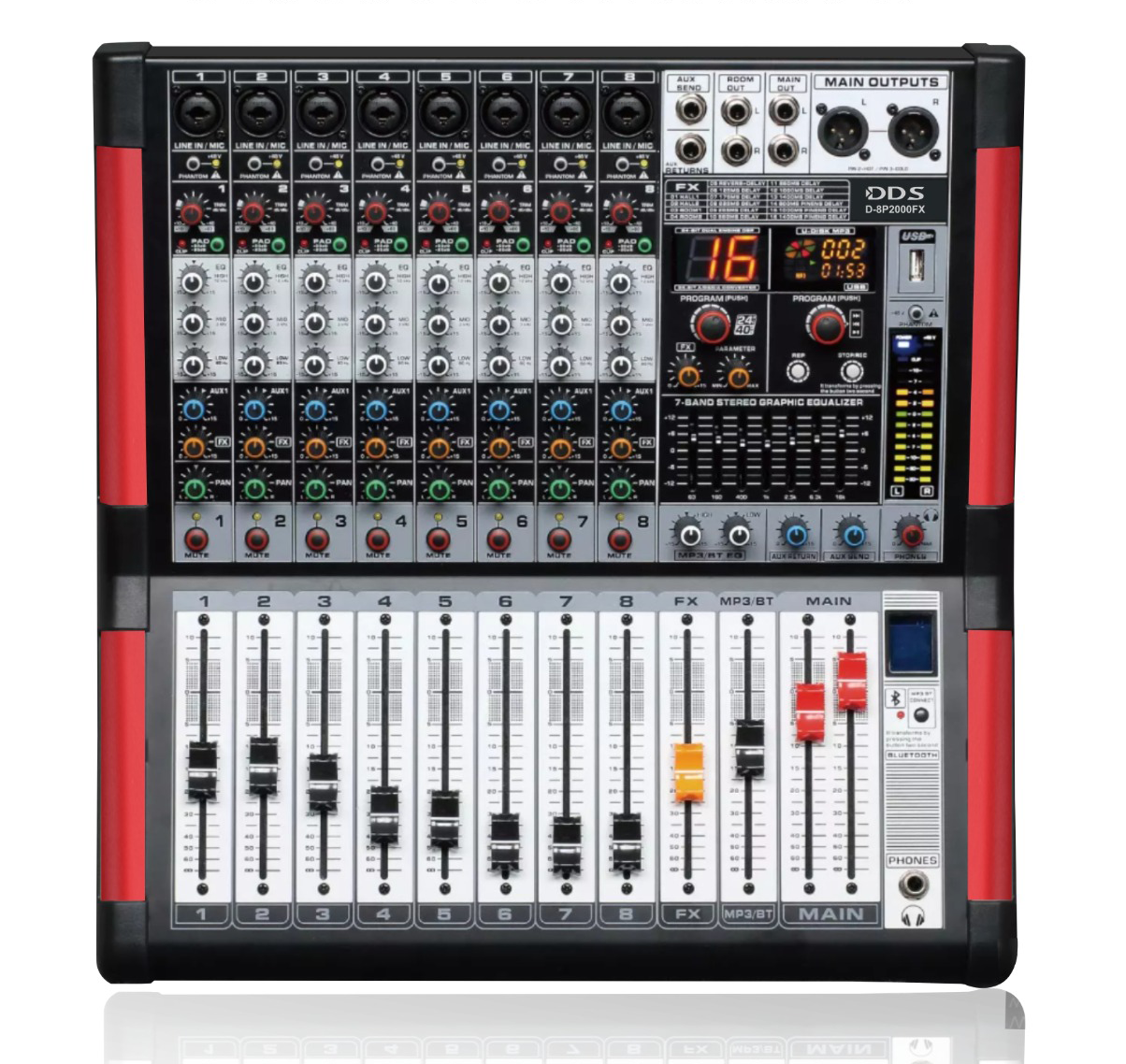 D–8P2000 FX 8 Kanal 2x1000 Watt Power Mixer