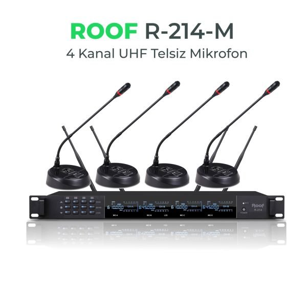R 214 4lü Telsiz Kürsü Mikrofon Seti