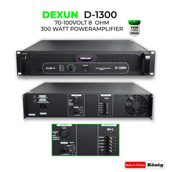 D 1300 70/100V 300 Watt Power Amfi