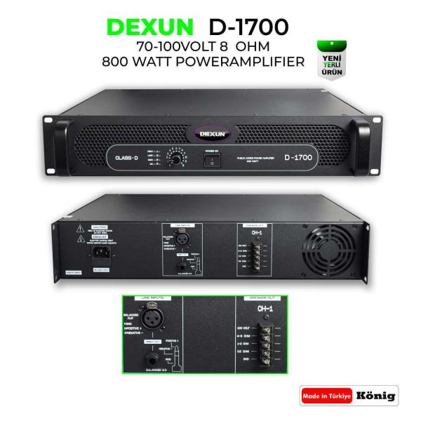 D 1700 70/100V 800 Watt Power Amfi
