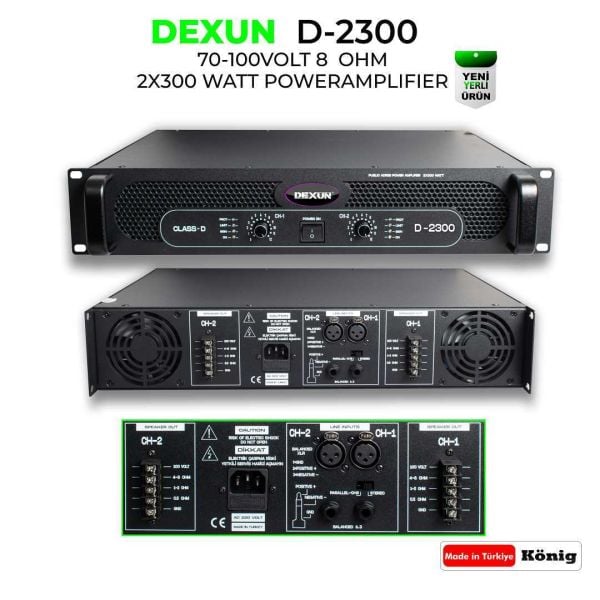 D 2300 70/100V 2x300 Watt Power Amfi