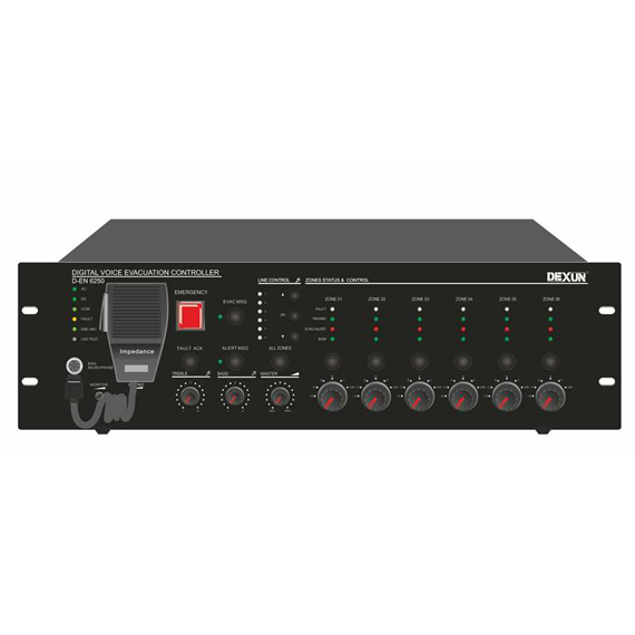 D-EN 6250 6 Bölge 300 Watt EN54 Evac Sistem Kontrol Ünitesi