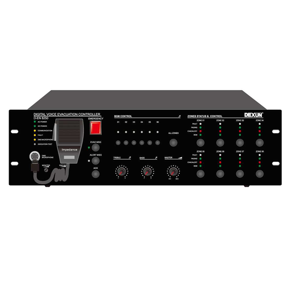 D-EN 8250 8 Bölge 300 Watt EN54 Evac Sistem Kontrol Ünitesi