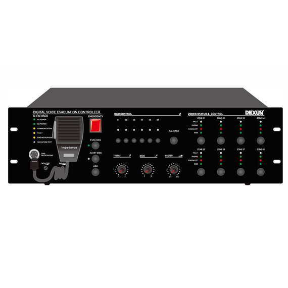 D-EN 8500 8 Bölge 600 Watt EN54 Evac Sistem Kontrol Ünitesi