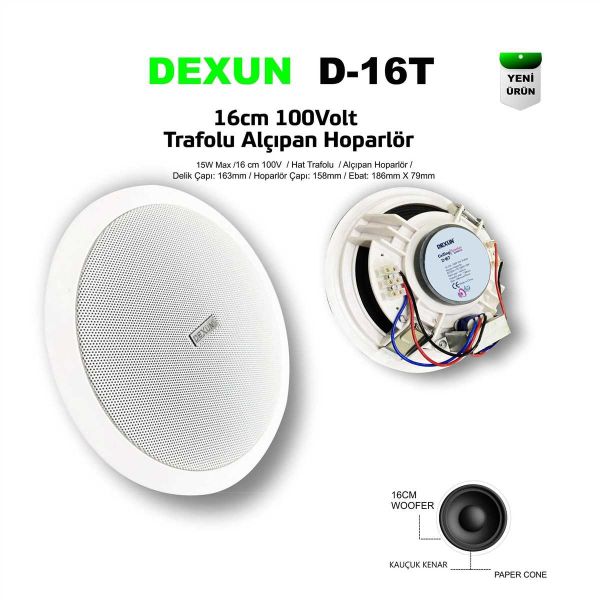 D-16T 70/100V 30 Watt Tavan Hoparlörü