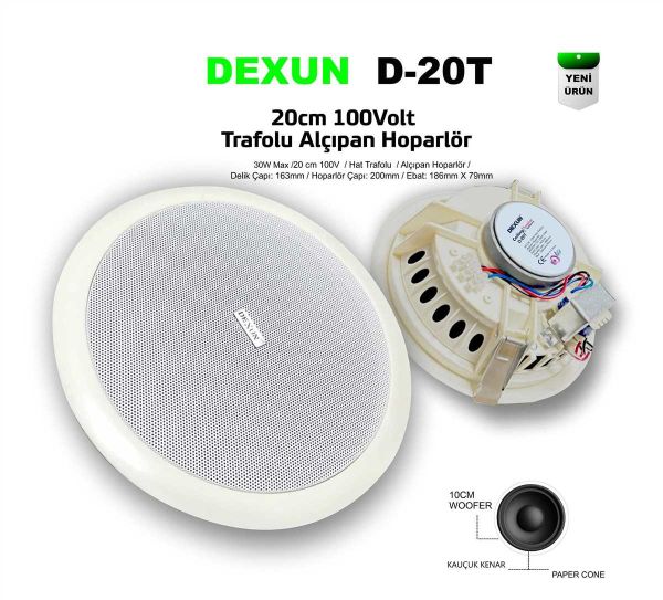 D-20T 70/100V 50 Watt Tavan Hoparlörü