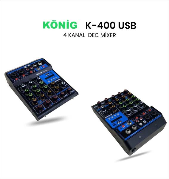 K-400 USB 4 Kanal Anolog Mixer