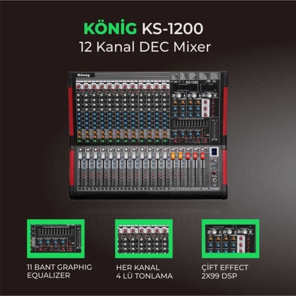 KS-1200 12 Kanal Anolog Mixer