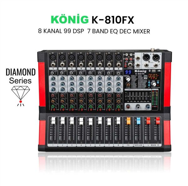 K-810 FX DİAMOND 8 Kanal Anolog Mixer
