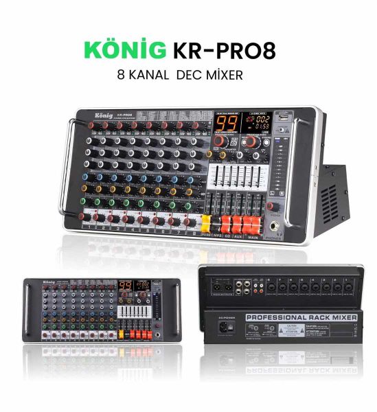 KR-PRO8 8 Kanal Anolog Mixer