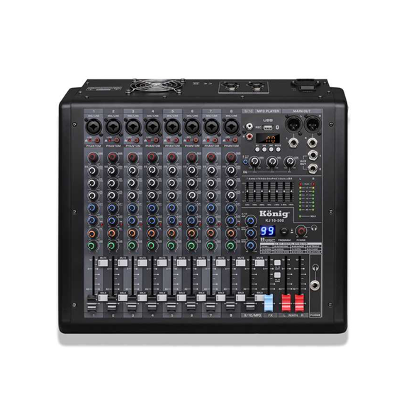 KJ-10-500 2x500 Watt 10 Kanal Power Mixer