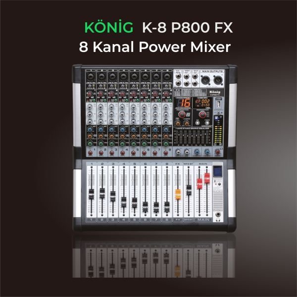 K-8 P800 FX 2x550 Watt 8 Kanal Power Mixer