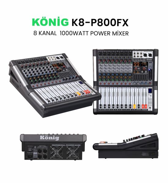 K-8 P800 FX 2x550 Watt 8 Kanal Power Mixer