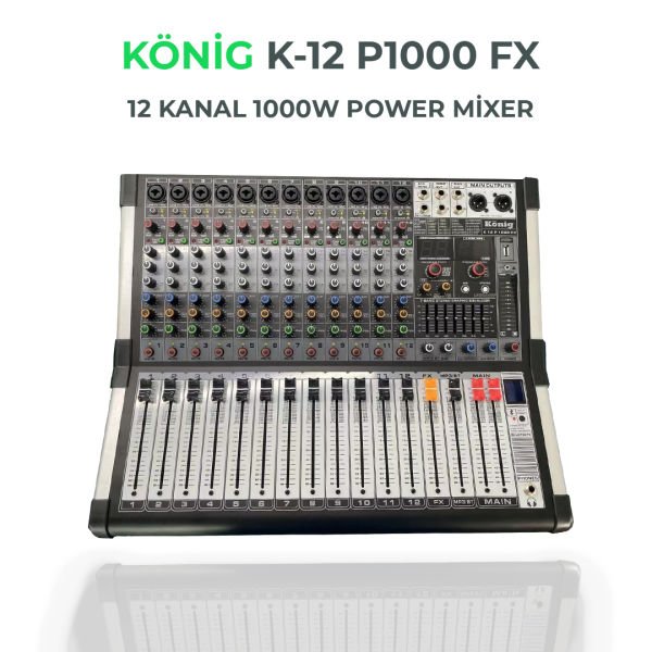 K-12 P1000 FX 2x500 Watt 12 Kanal Power Mixer