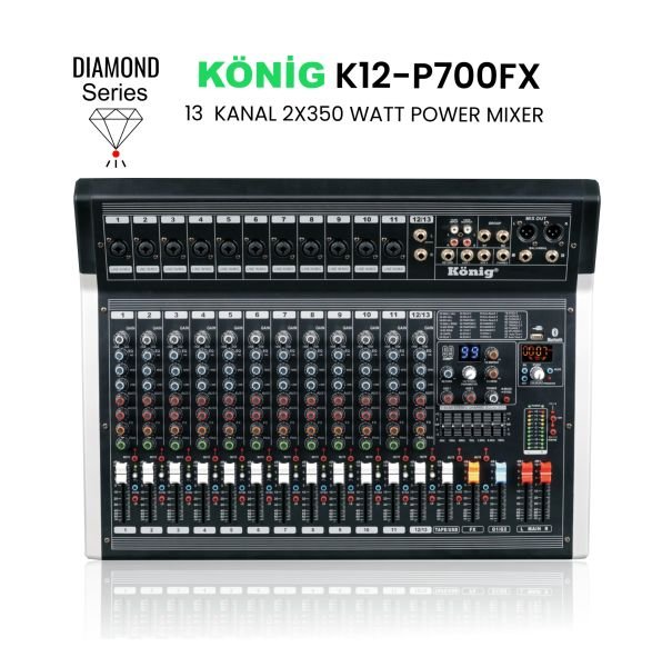 K-12 P700 FX DİAMOND 2x350 Watt 12 Kanal Power Mixer