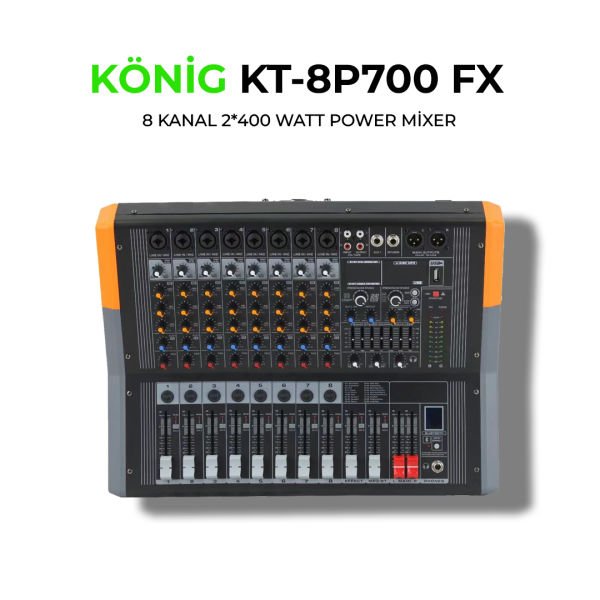 KT-8 P700 2x400 Watt 8 Kanal Power Mixer