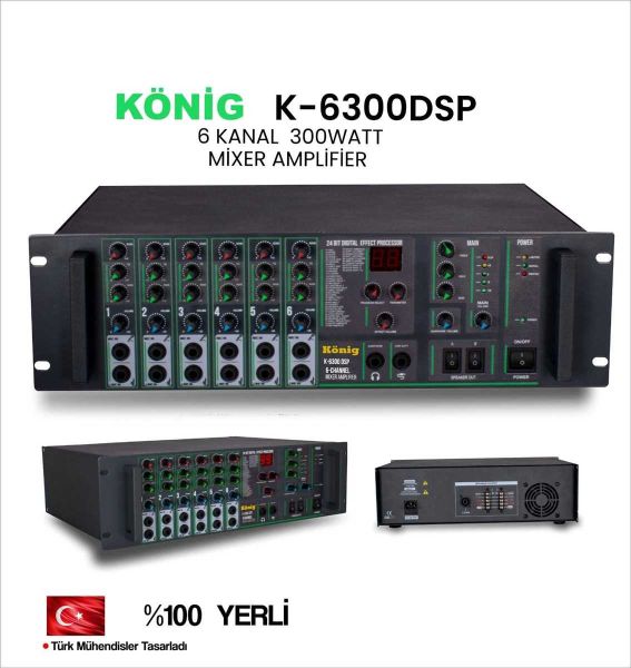 K6300 6 Kanal 300 Watt 100V Power Mixer