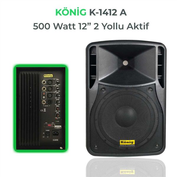 K1412A 1x12'' 500 Watt Aktif Hoparlör