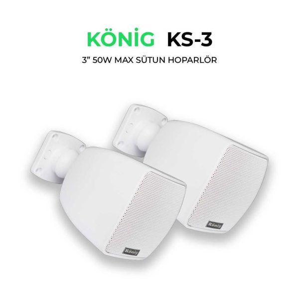 KS3 3'' 120 Watt Sütun Hoparlör Beyaz (Çift)