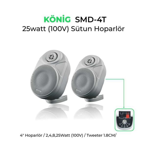 SMD4T B 4'' 25 Watt Trafolu Sütun Hoparlör