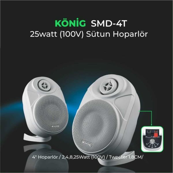 SMD4T B 4'' 25 Watt Trafolu Sütun Hoparlör