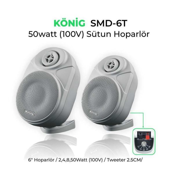 SMD6T B 6'' 50 Watt Trafolu Sütun Hoparlör