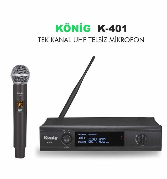 K401 Tek Kanal UHF Telsiz Mikrofon
