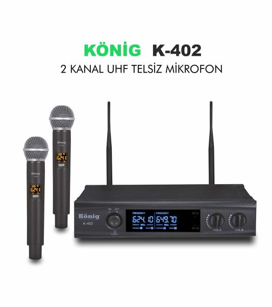 K402 Çift Kanal UHF Telsiz Mikrofon