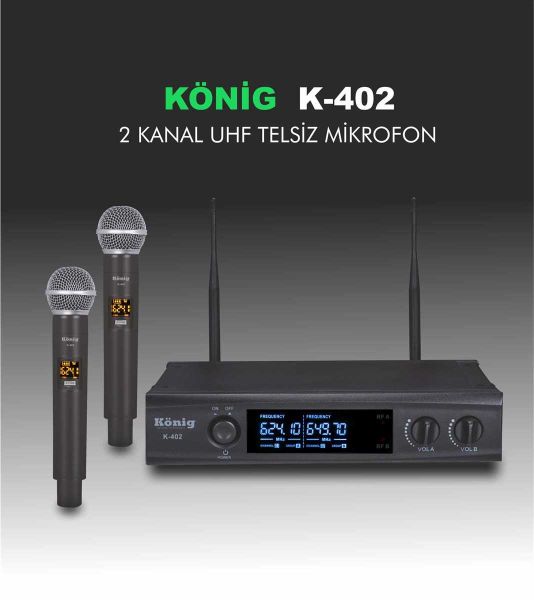 K402 Çift Kanal UHF Telsiz Mikrofon