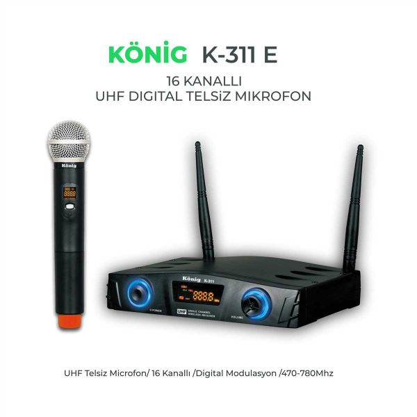K311 Tek Kanal UHF Telsiz Mikrofon
