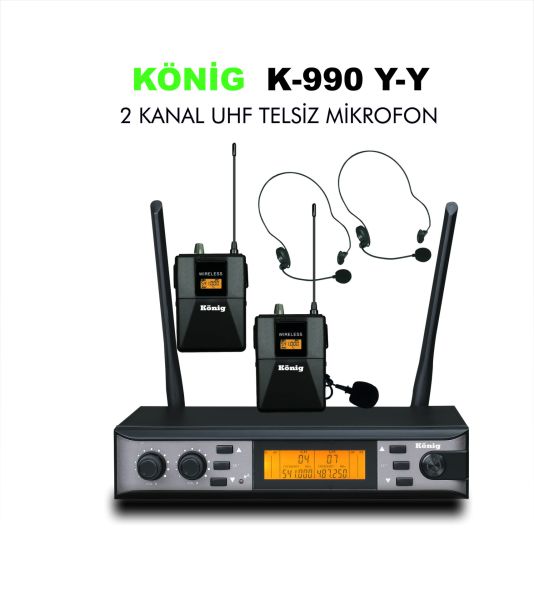 K990 Çift Kanal Çift Headset Telsiz Mikrofon