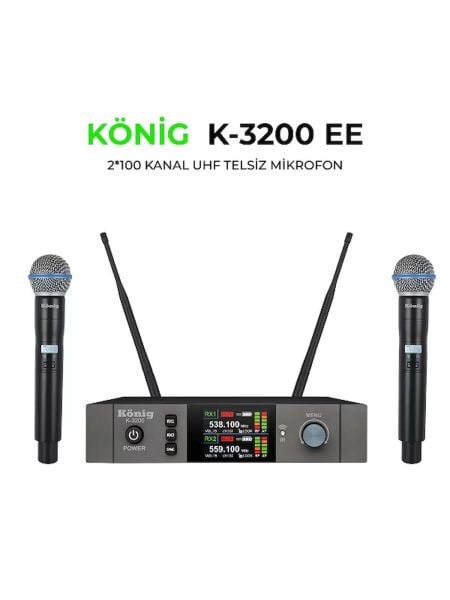 K3200 Çift Kanal Çift El Telsiz Mikrofon