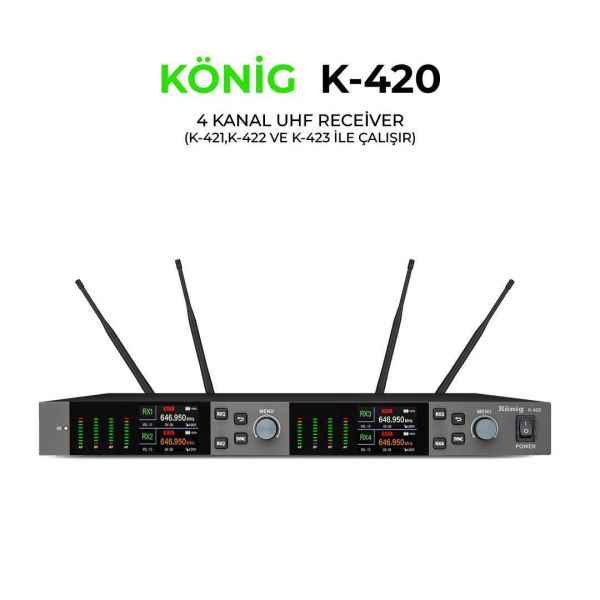 K420 4 Kanal UHF Telsiz Receiver
