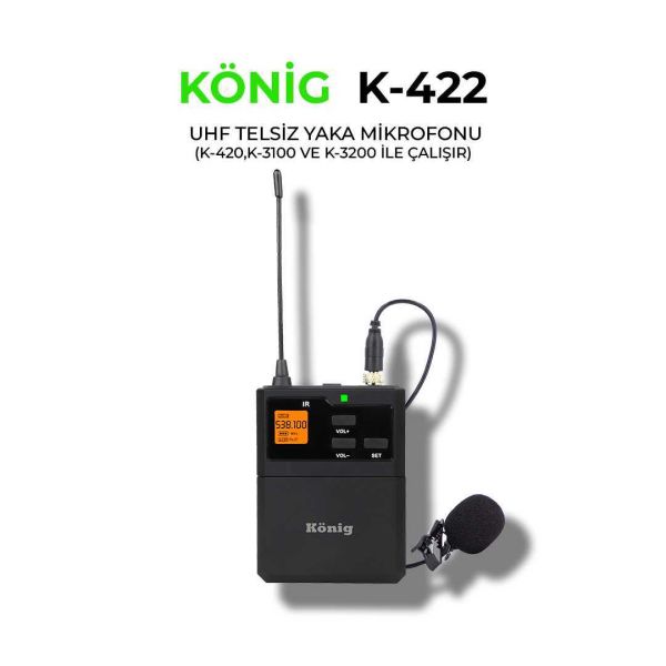 K422 UHF Telsiz Yaka Mikrofonu