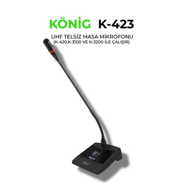 K423 UHF Telsiz Kürsü Mikrofonu