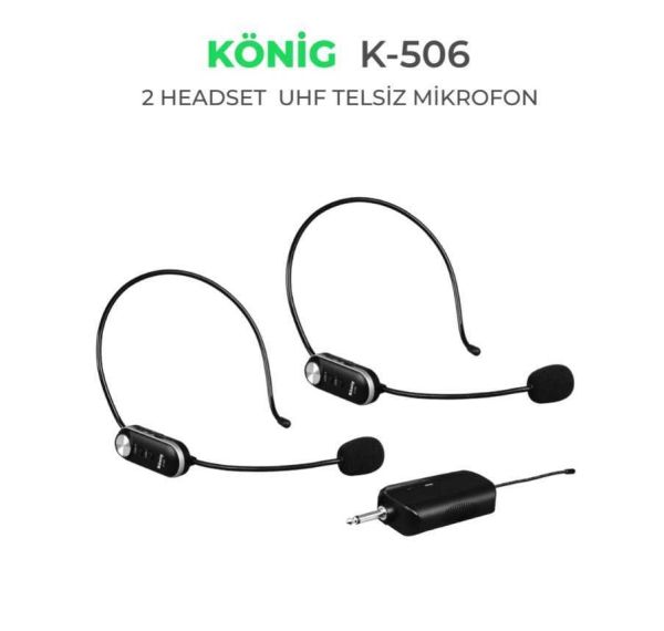 K506 Çift Kanal UHF Headset Mikrofon