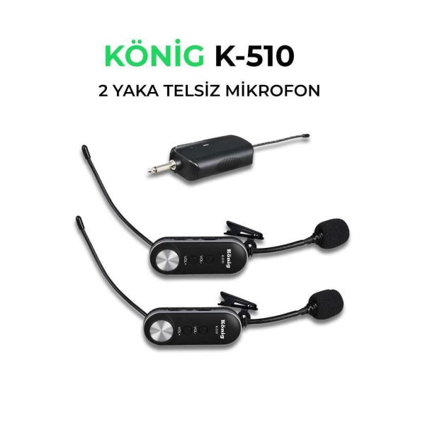 K510 Çift Kanal Çift Yaka Telsiz Mikrofon